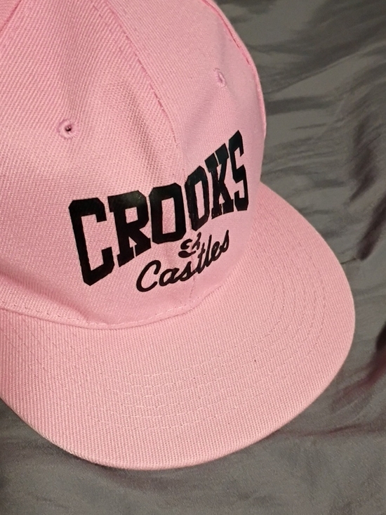 Crooks & Castles Accessories - Crooks & Castles Pink and Black Embroidered Logo Cap